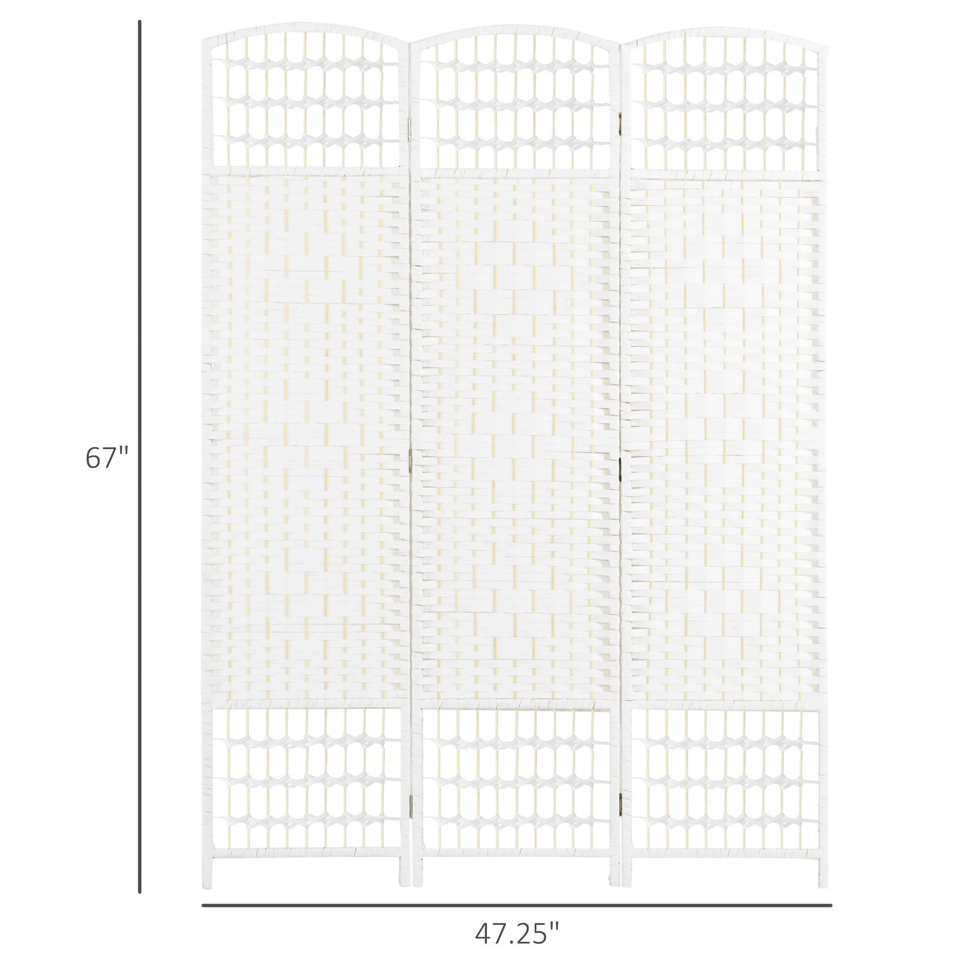 3 Panel Room Divider, Folding Privacy Screen, 5.6' Room Separator, Wave Fiber Freestanding Partition Wall Divider for Rooms, Home, Office, White