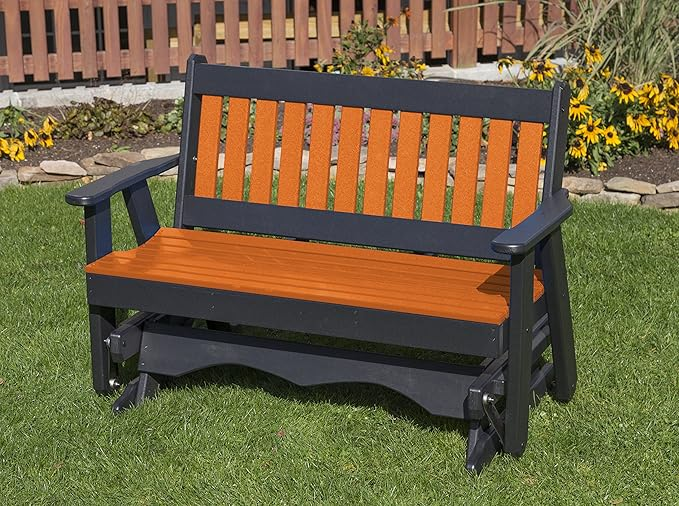 Poly Lumber Mission Porch Glider Heavy Duty Everlasting PolyTuf HDPE - Made in USA - Amish Crafted