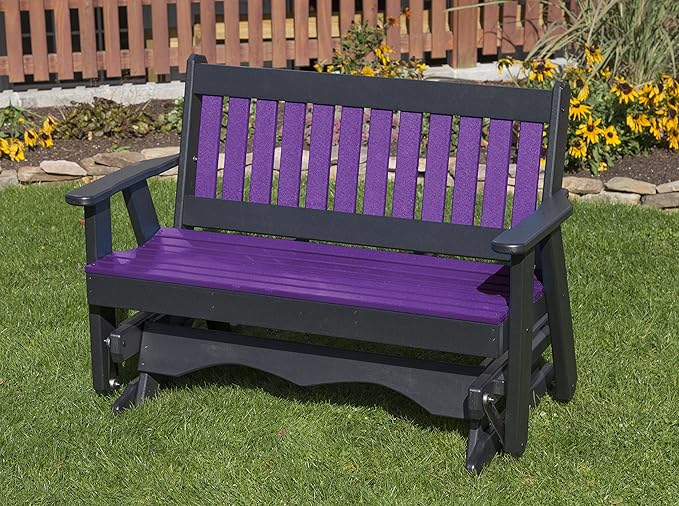 Poly Lumber Mission Porch Glider Heavy Duty Everlasting PolyTuf HDPE - Made in USA - Amish Crafted