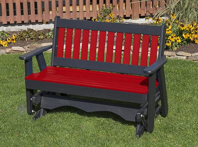 Poly Lumber Mission Porch Glider Heavy Duty Everlasting PolyTuf HDPE - Made in USA - Amish Crafted