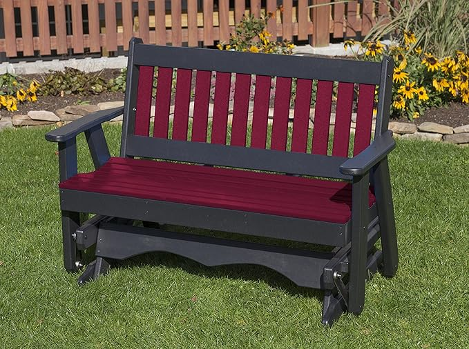 Poly Lumber Mission Porch Glider Heavy Duty Everlasting PolyTuf HDPE - Made in USA - Amish Crafted