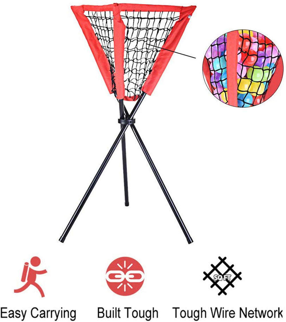 Portable Batting Movable Baseball & Softball Practice Ball Caddy Stands Foldable Pyramid Net Stand Training Softball Tennis Ball - WoodPoly.com
