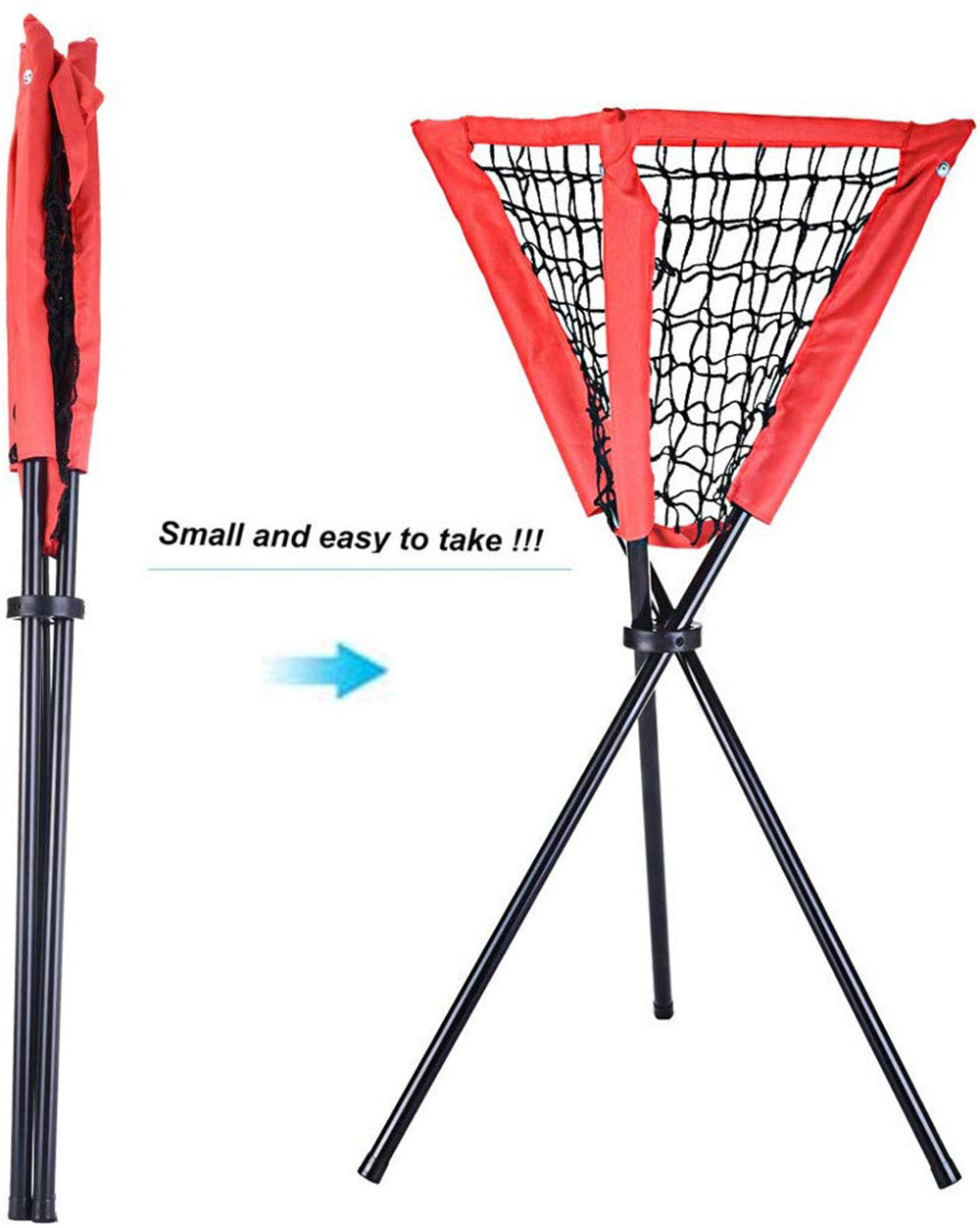 Portable Batting Movable Baseball & Softball Practice Ball Caddy Stands Foldable Pyramid Net Stand Training Softball Tennis Ball - WoodPoly.com