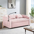 1 versatile foldable sofa bed in 3 lengths, modern sofa sofa sofa velvet pull-out bed, adjustable back and with USB port and ashtray and swivel phone stand (pink)