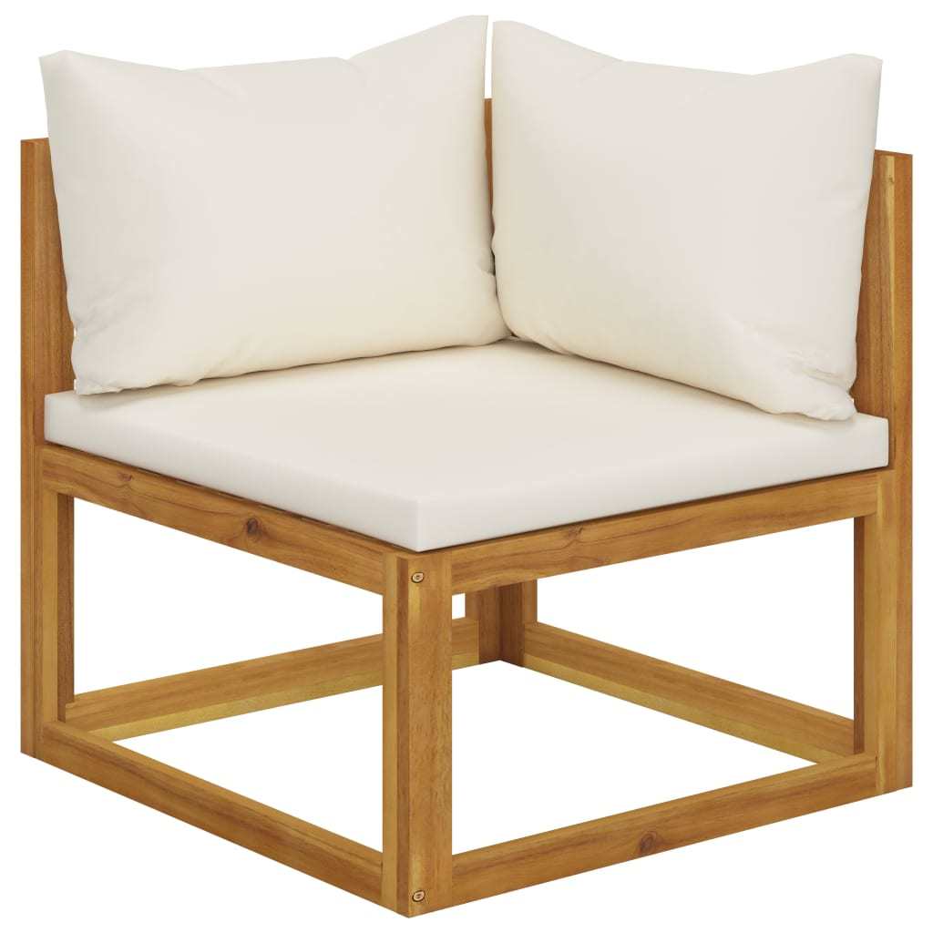 11 Piece Patio Lounge Set with Cushion Cream Solid Acacia Wood - WoodPoly.com