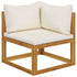 11 Piece Patio Lounge Set with Cushion Cream Solid Acacia Wood - WoodPoly.com