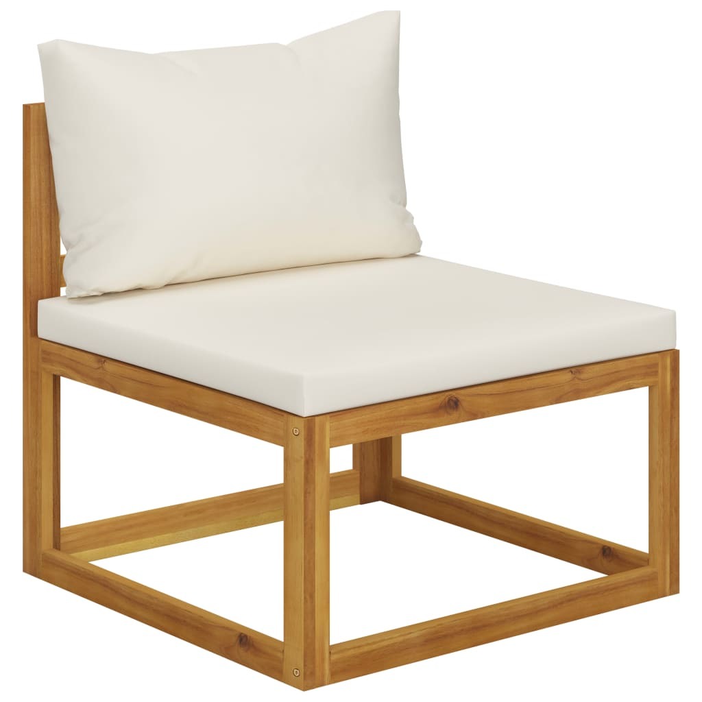 11 Piece Patio Lounge Set with Cushion Cream Solid Acacia Wood - WoodPoly.com