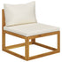 11 Piece Patio Lounge Set with Cushion Cream Solid Acacia Wood - WoodPoly.com
