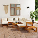12 Piece Patio Lounge Set with Cushion Cream Solid Acacia Wood - WoodPoly.com
