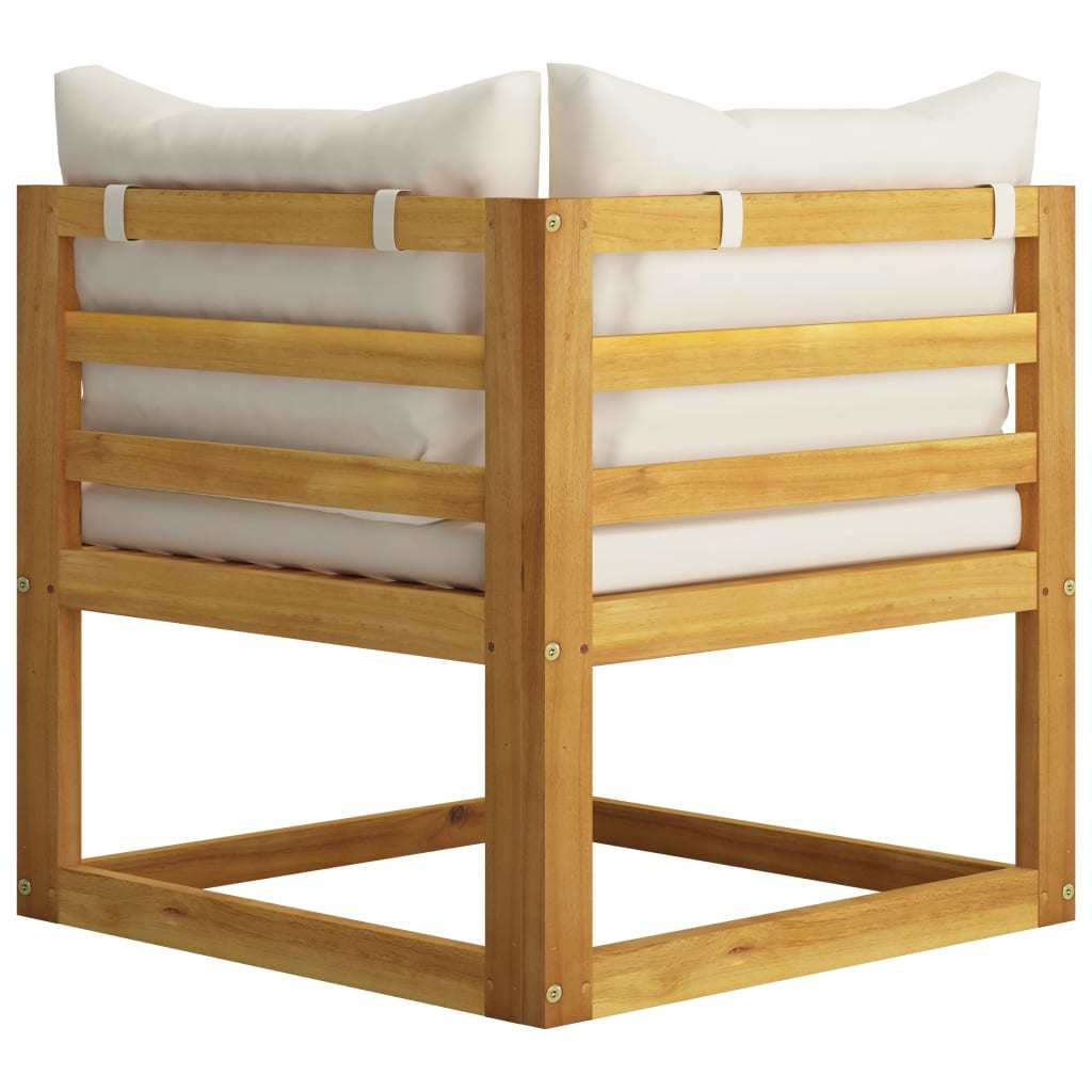 12 Piece Patio Lounge Set with Cushion Cream Solid Acacia Wood - WoodPoly.com