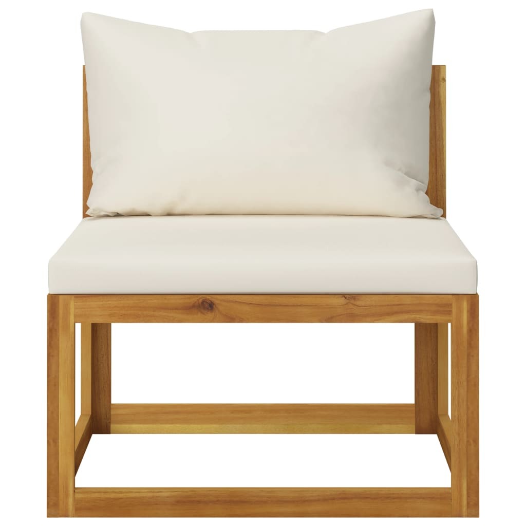 12 Piece Patio Lounge Set with Cushion Cream Solid Acacia Wood - WoodPoly.com