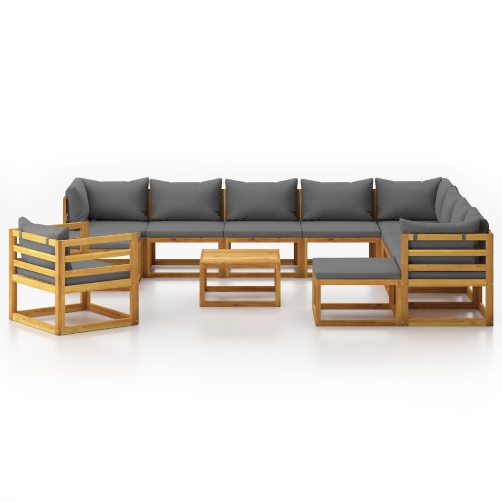 12 Piece Patio Lounge Set with Cushion Solid Acacia Wood - WoodPoly.com