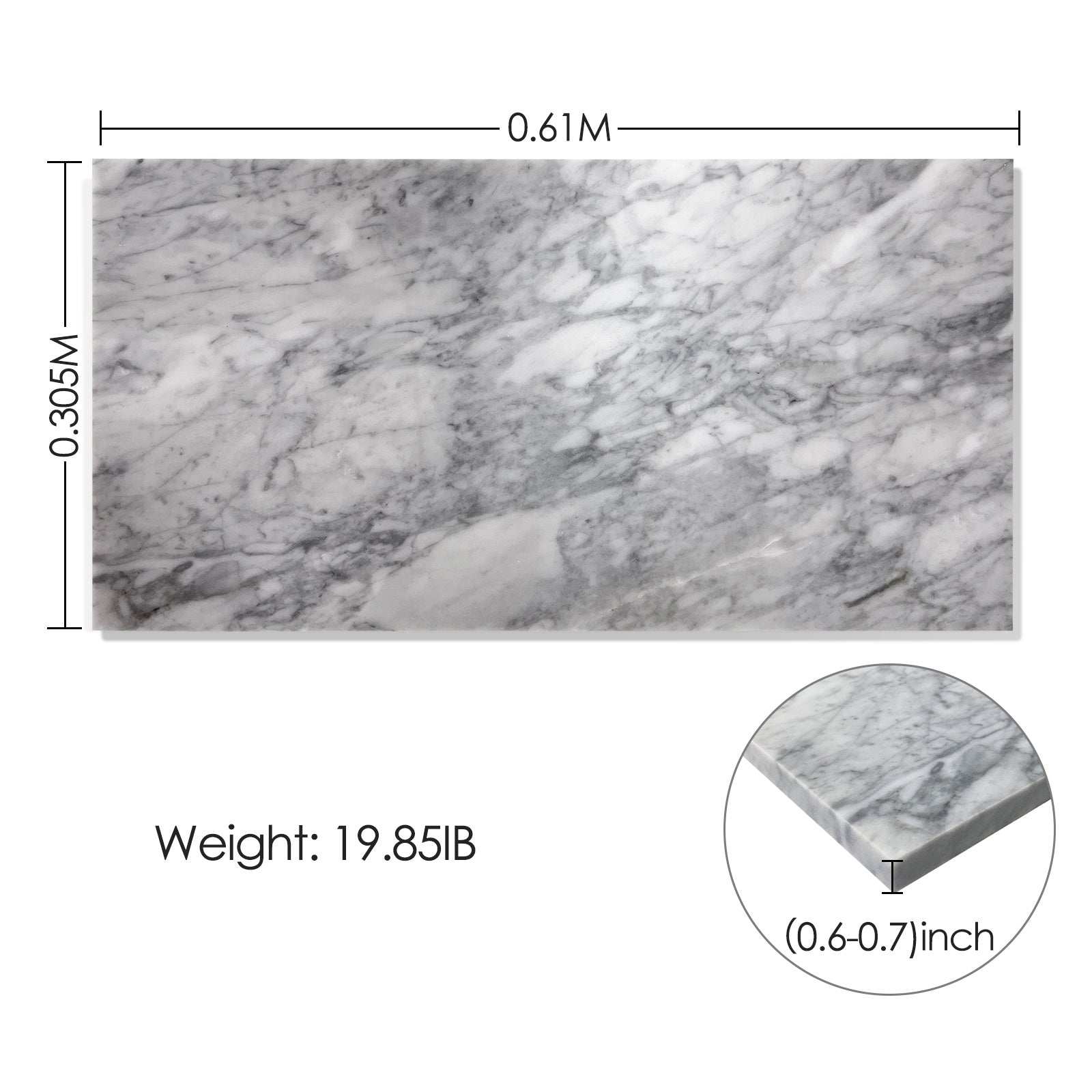 12*24 Carrara Marble, Gray marble, natural marble, for wall and floor, polished marble tile