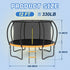 12FT Outdoor Big Trampoline With Inner Safety Enclosure Net, Ladder, PVC Spring Cover Padding, For Kids, Black&Orange Color