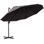 14ft Patio Umbrella Double-Sided Outdoor Market Extra Large Umbrella with Crank, Cross Base for Deck, Lawn, Backyard and Pool, Grey