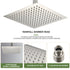 16 Inch Square Rain Shower Head Brushed Nickel 304 Stainless Steel Showerhead