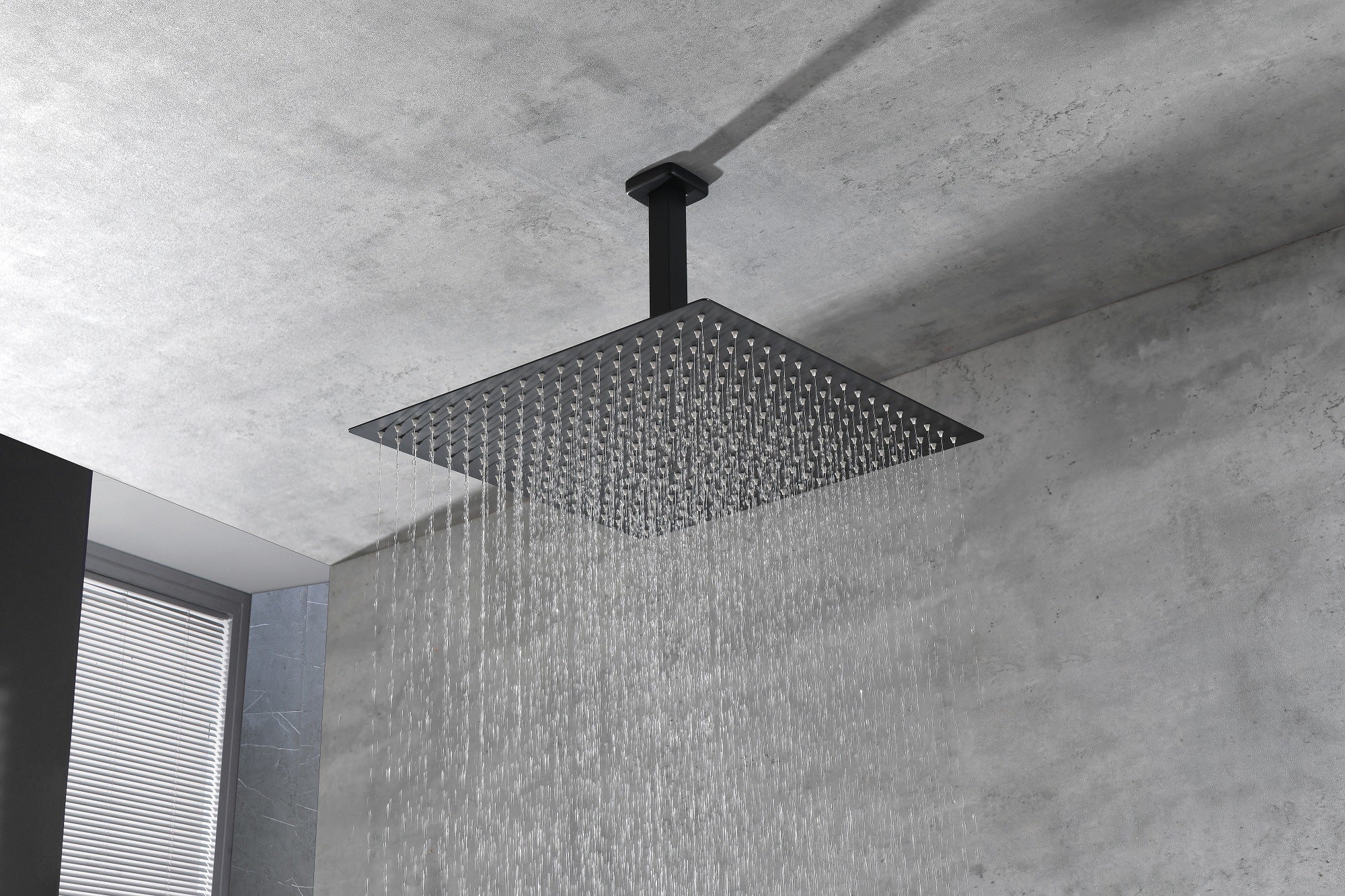 16 Inch Square Rain Shower Head Matte Black 304 Stainless Steel Showerhead