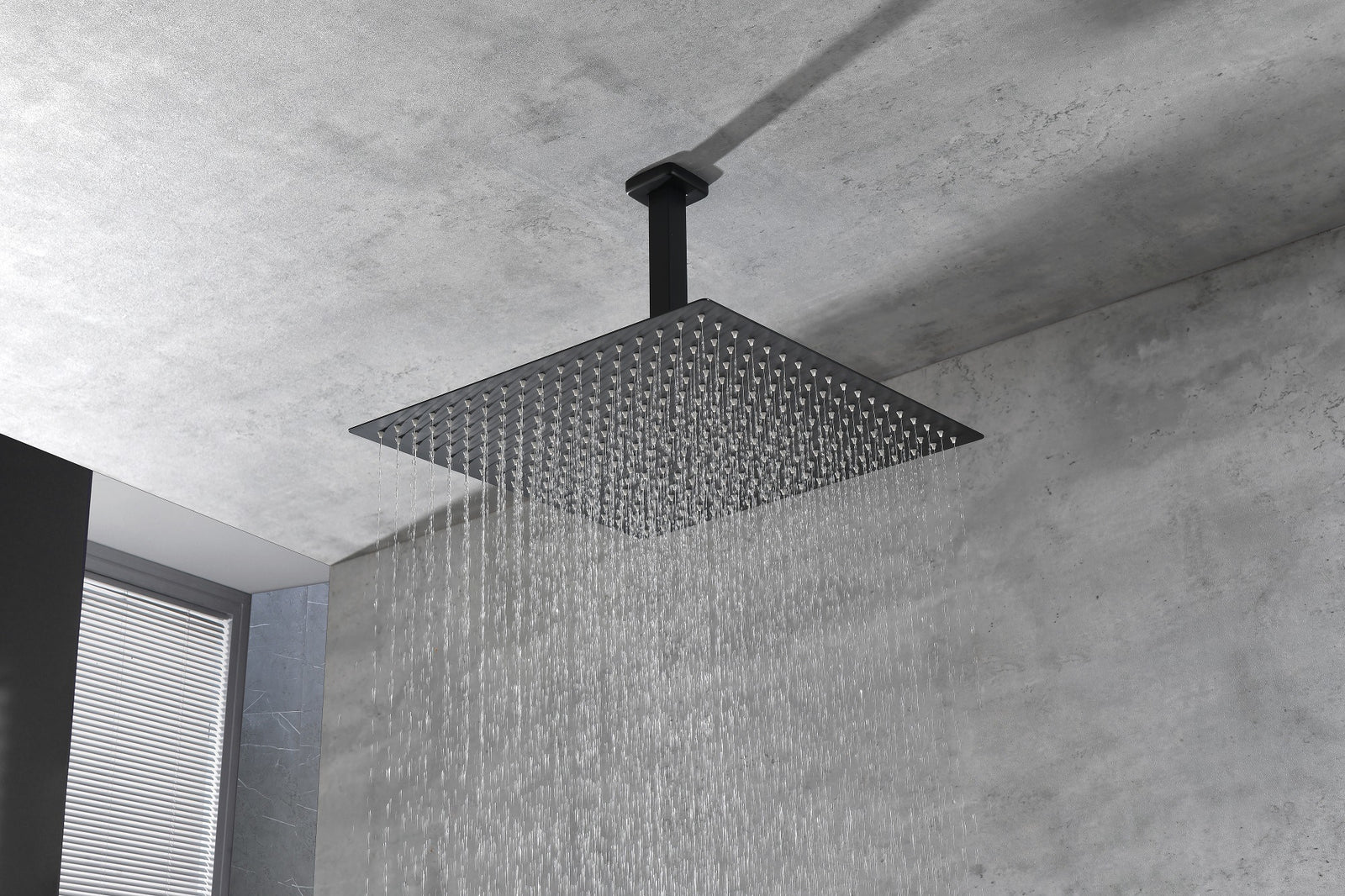 16 Inch Square Rain Shower Head Matte Black 304 Stainless Steel Showerhead