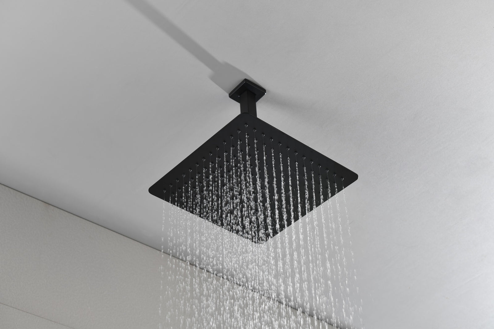 16 Inch Square Rain Shower Head Matte Black 304 Stainless Steel Showerhead