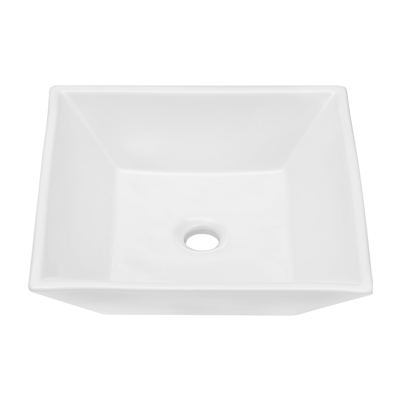 16x16 Inch White Ceramic Square Vessel Bathroom Sink