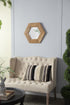 18.5" x 18.5" Hexagon Mirror with Natural Wood Frame, Wall Decor for Living Room Bathroom Hallway,