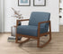1pc Rocker Accent Chair Modern Living Room Plush Cushion Blue Soft Upholstery Hardwood Frame Elegant Style Comfort Relax