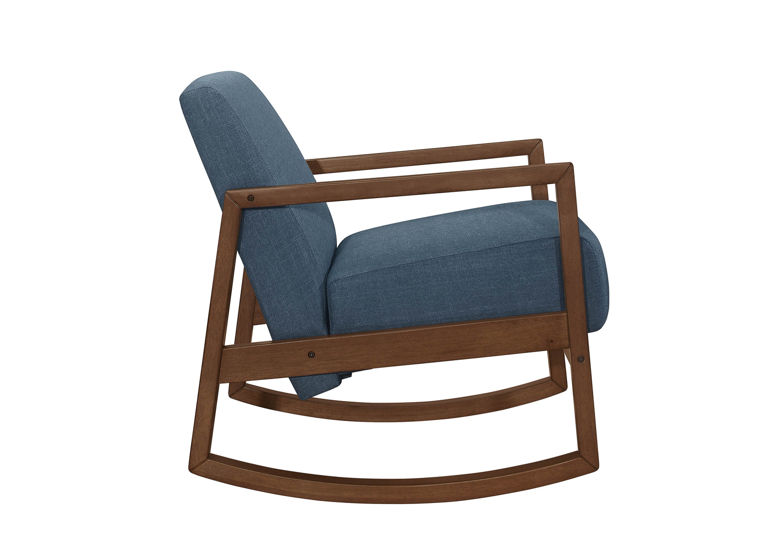 1pc Rocker Accent Chair Modern Living Room Plush Cushion Blue Soft Upholstery Hardwood Frame Elegant Style Comfort Relax