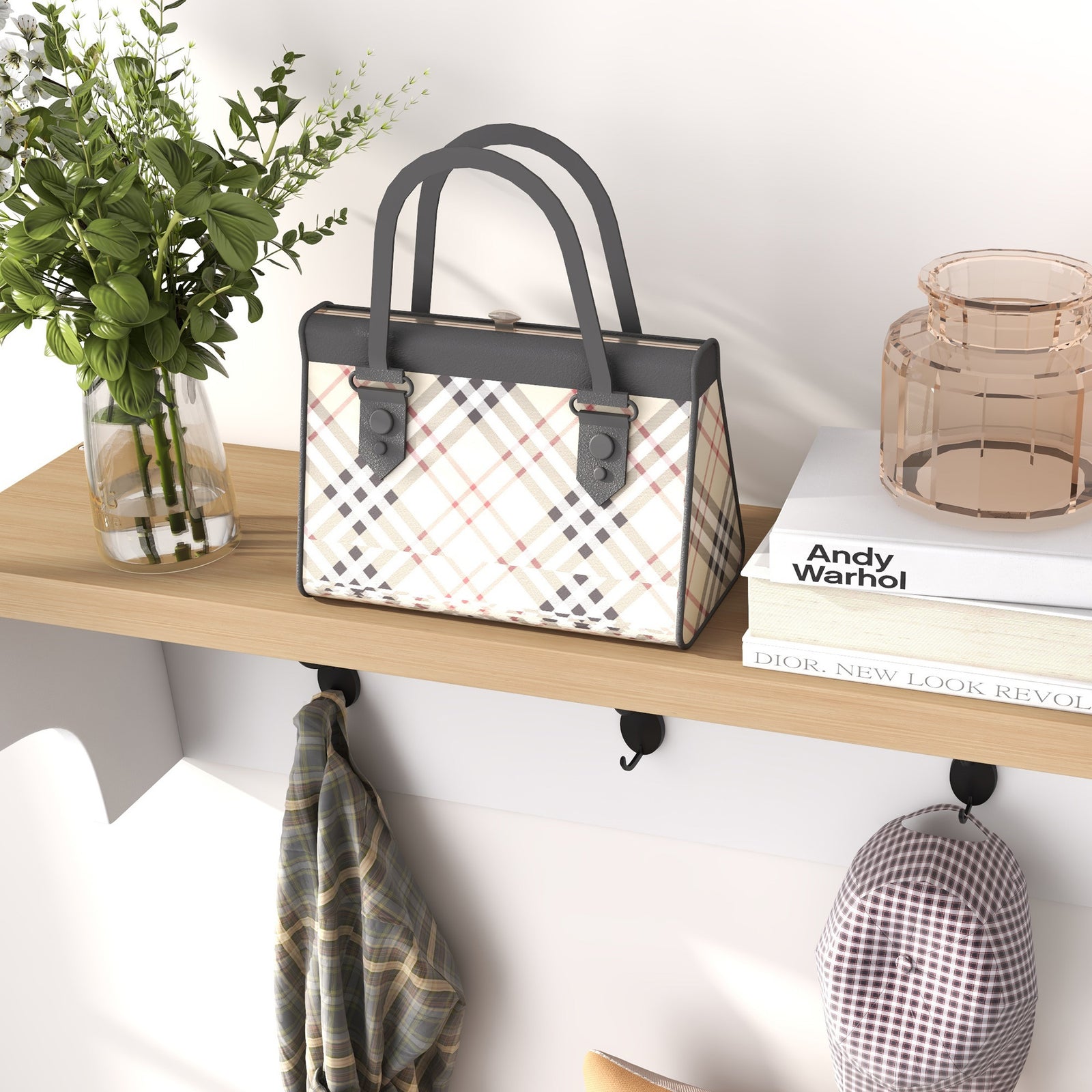 2-in-1 Coat Rack Shoe Bench Set, 9 Pair Shoe Storage Cabinet Rack with Hall Tree, Modern Entryway, Hallway, Mudroom, Bedroom Organizer, White