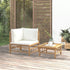 2 Piece Patio Lounge Set with Cream White Cushions Bamboo
