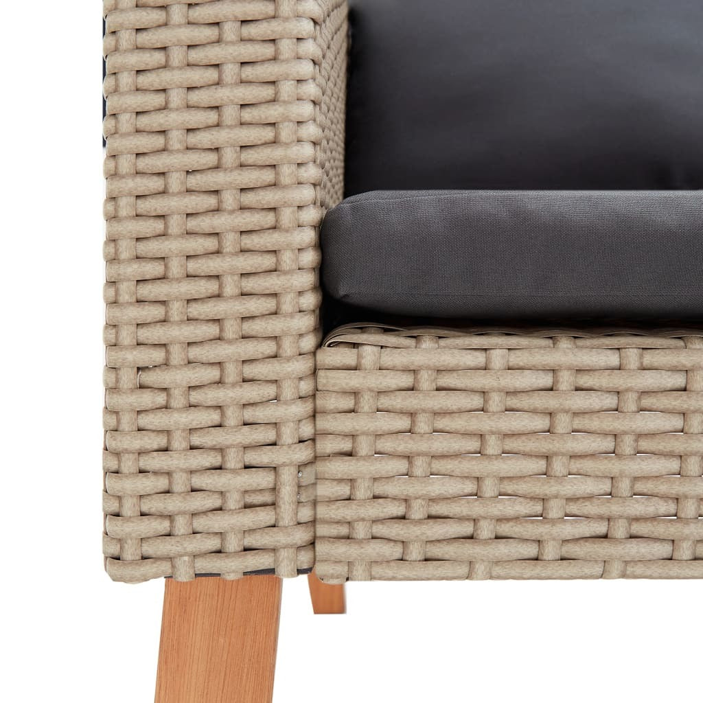 2 Piece Patio Lounge Set with Cushions Poly Rattan Beige - WoodPoly.com