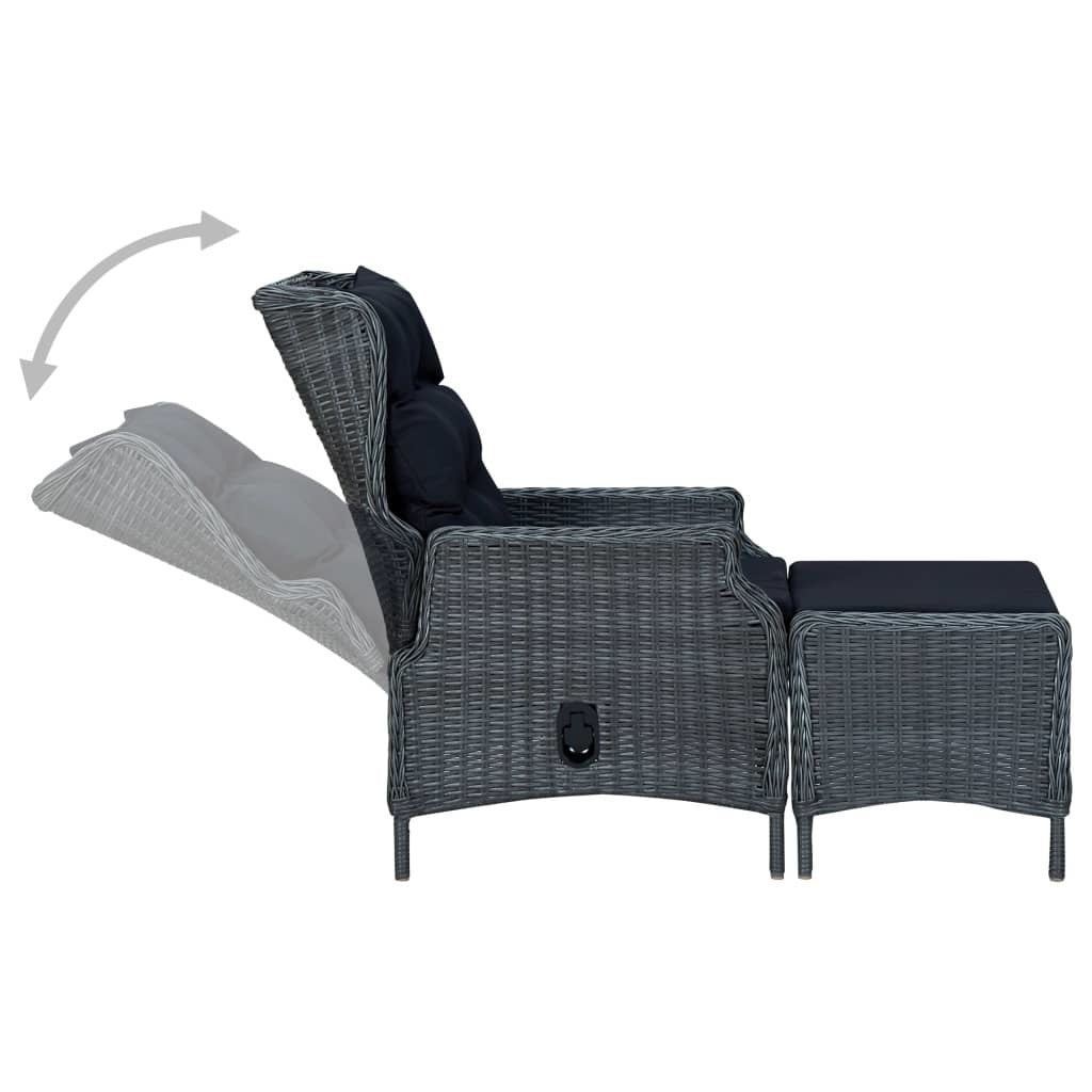2 Piece Patio Lounge Set with Cushions Poly Rattan Dark Gray - WoodPoly.com