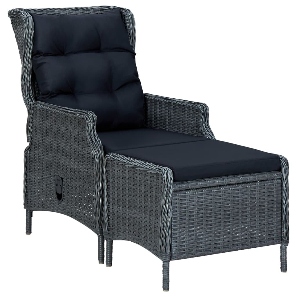 2 Piece Patio Lounge Set with Cushions Poly Rattan Dark Gray - WoodPoly.com