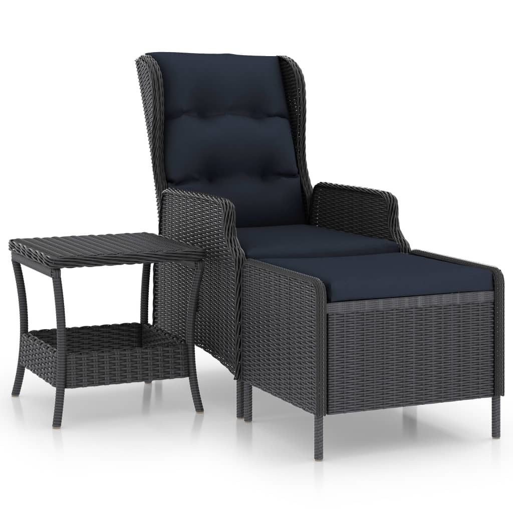 2 Piece Patio Lounge Set with Cushions Poly Rattan Dark Gray - WoodPoly.com