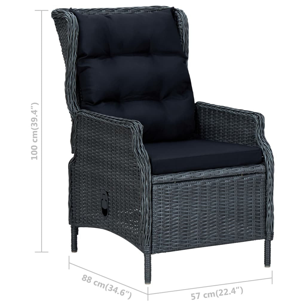 2 Piece Patio Lounge Set with Cushions Poly Rattan Dark Gray - WoodPoly.com