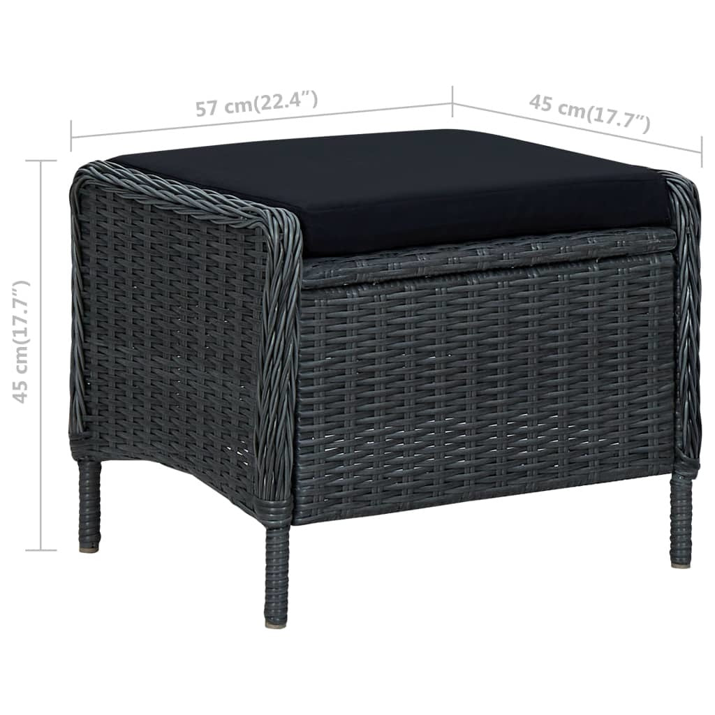 2 Piece Patio Lounge Set with Cushions Poly Rattan Dark Gray - WoodPoly.com