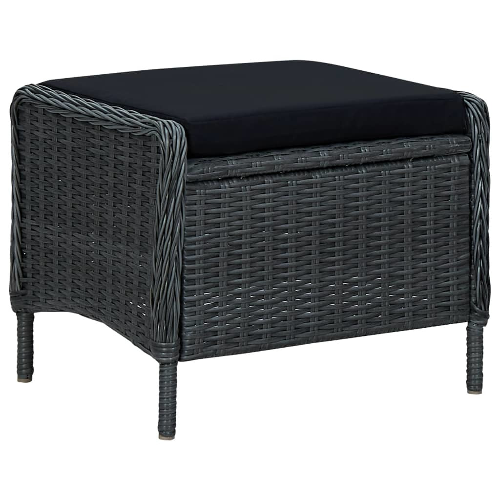 2 Piece Patio Lounge Set with Cushions Poly Rattan Dark Gray - WoodPoly.com