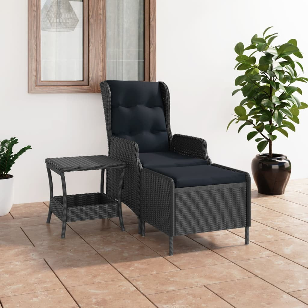 2 Piece Patio Lounge Set with Cushions Poly Rattan Dark Gray - WoodPoly.com