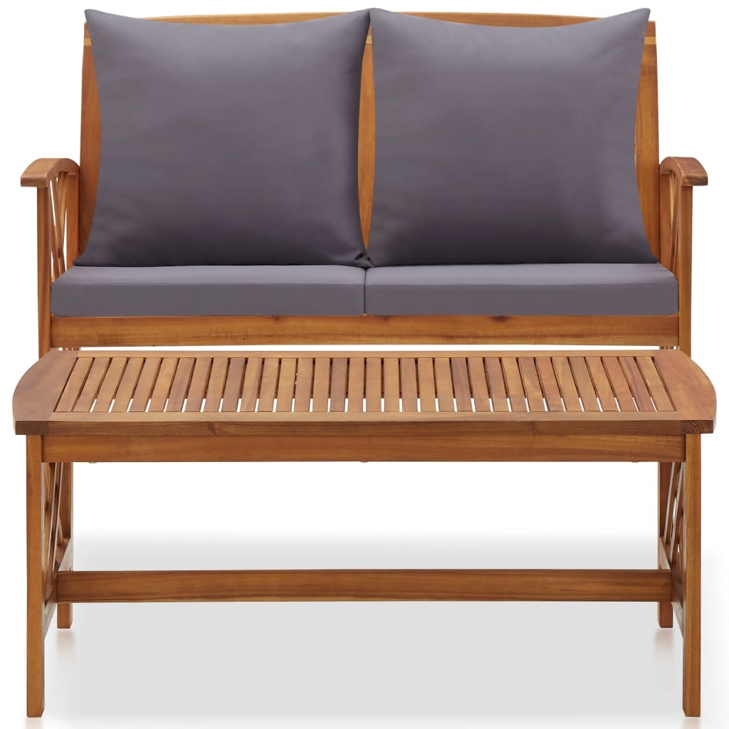 2 Piece Patio Lounge Set with Cushions Solid Acacia Wood - WoodPoly.com