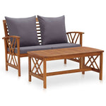 2 Piece Patio Lounge Set with Cushions Solid Acacia Wood - WoodPoly.com