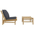 2 Piece Patio Lounge Set with Dark Gray Cushions Bamboo
