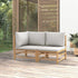 2 Piece Patio Lounge Set with Light Gray Cushions Bamboo