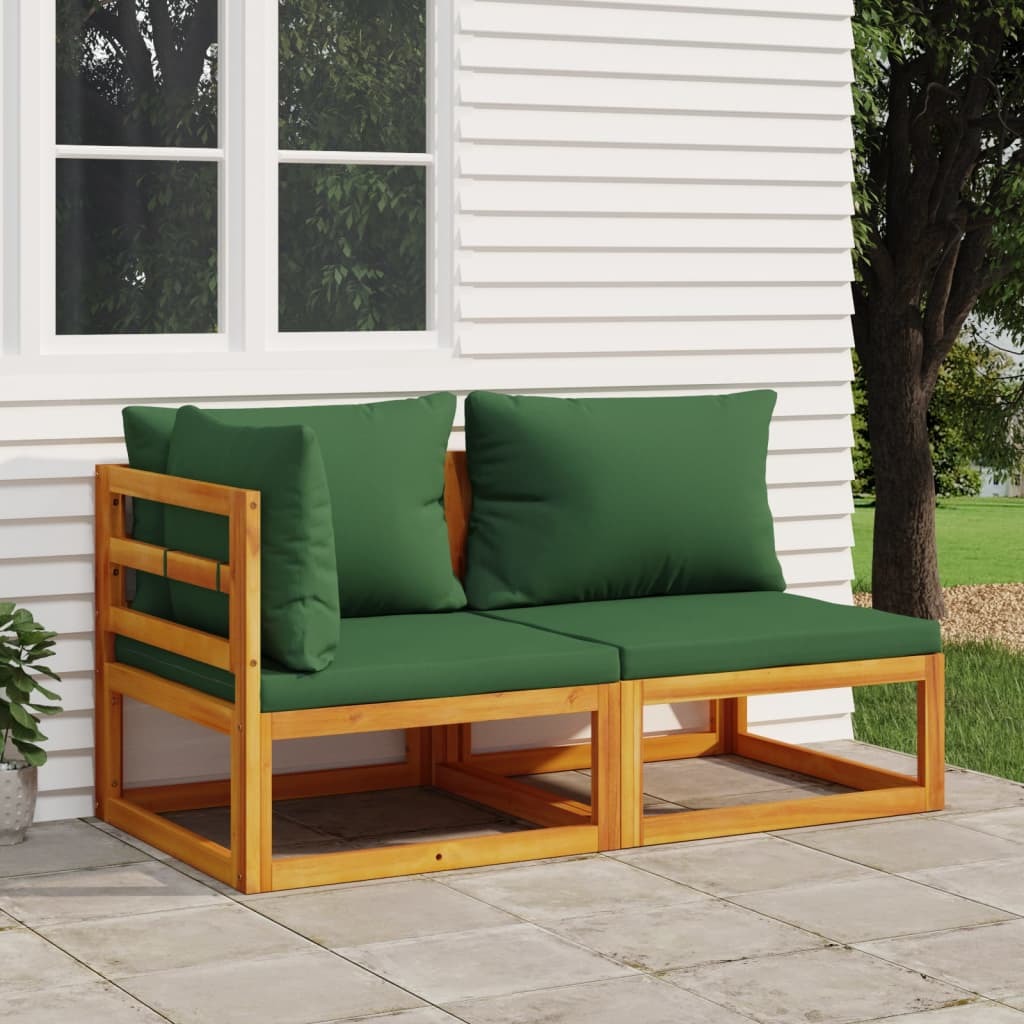 2 Piece Patio Sofa Set with Cushions Solid Wood Acacia