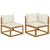 2 Piece Sofa Set with Cream White Cushions Solid Acacia Wood - WoodPoly.com