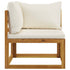 2 Piece Sofa Set with Cream White Cushions Solid Acacia Wood - WoodPoly.com