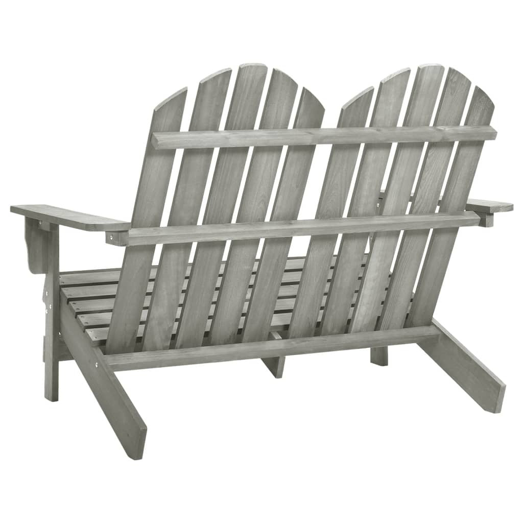 2-Seater Patio Adirondack Chair Solid Wood Fir Gray