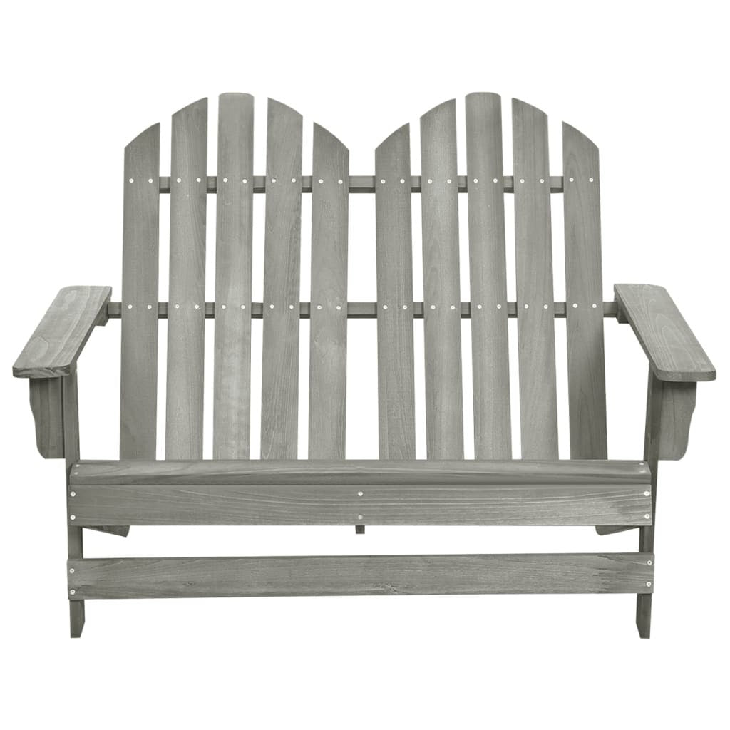 2-Seater Patio Adirondack Chair Solid Wood Fir Gray