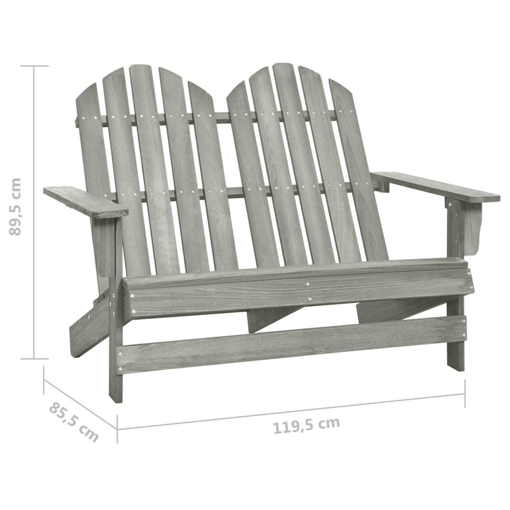 2-Seater Patio Adirondack Chair Solid Wood Fir Gray