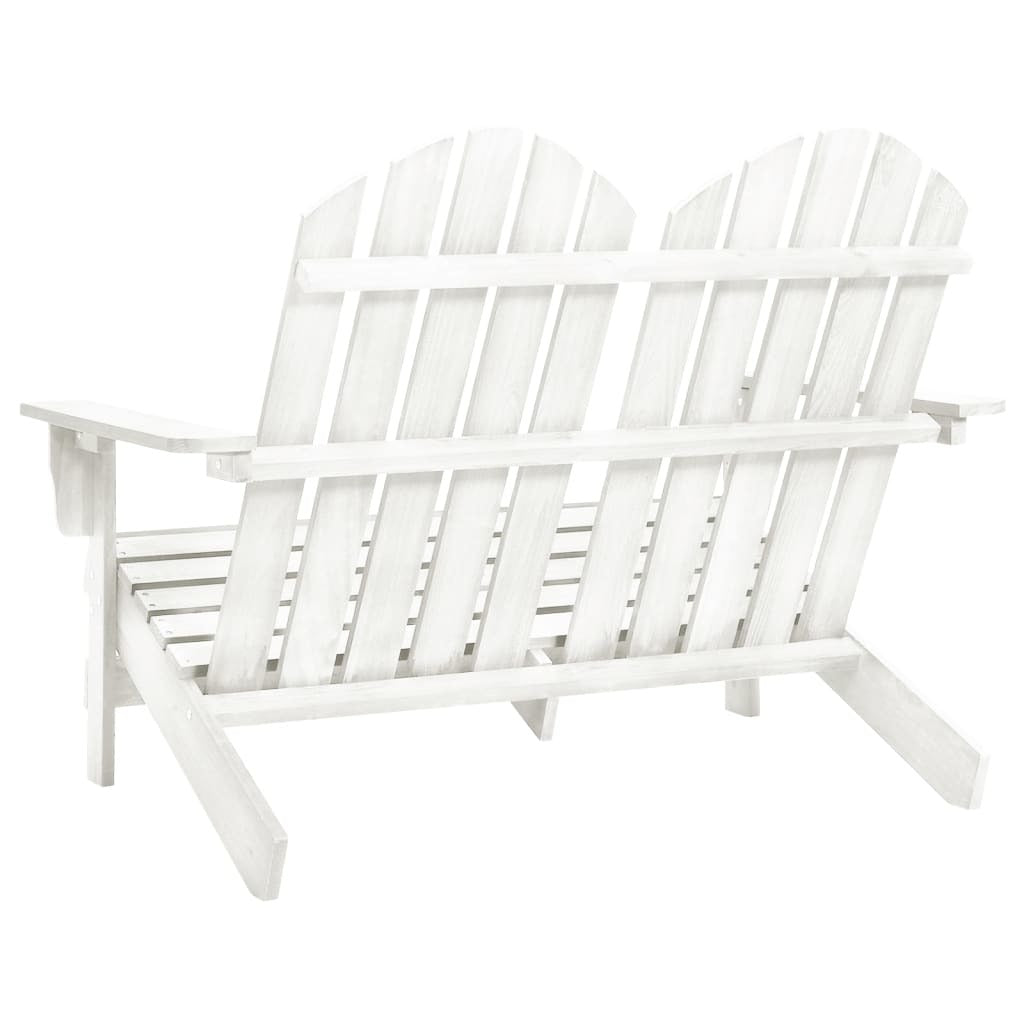 2-Seater Patio Adirondack Chair Solid Wood Fir White