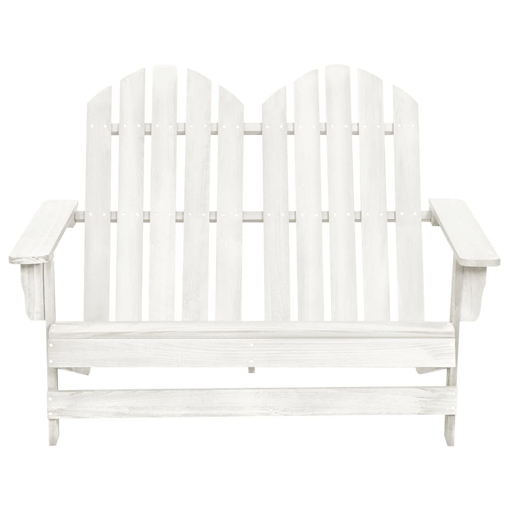 2-Seater Patio Adirondack Chair Solid Wood Fir White