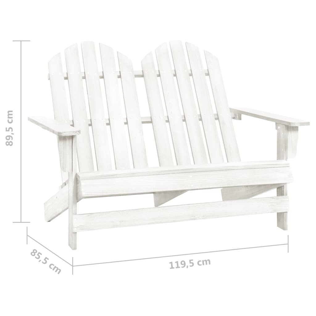 2-Seater Patio Adirondack Chair Solid Wood Fir White